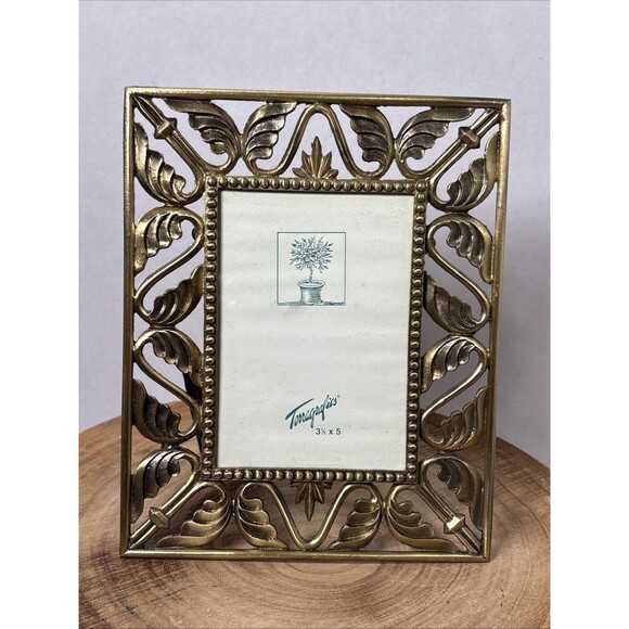 Vintage Terragrafics Ornate Brass Hollywood Regency 3.5” X 5” Picture Frame - Picture 1 of 10